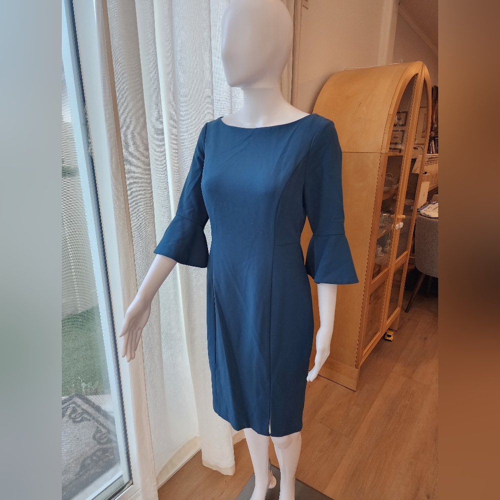 White House Black Market Teal Long Sleeve Dress